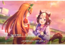 How To Make Powerful Parents in Uma Musume Feature image for our how to make powerful parents in uma musume guide showing two characters interacting in front of a glistening pond during an orange sunset