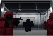 Ink Game Blackflash Power Guide Feature image for our ink game blackflash powers guide showing the frontman surrounded by pink guards with guns