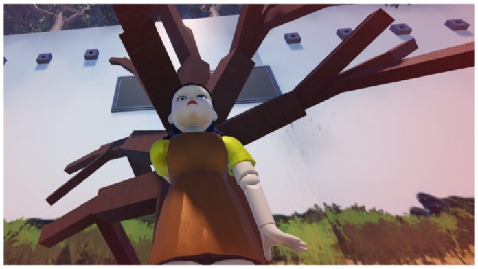 Feature image for our ink game phantom step guide showing the robotic doll who stands near the tree during red light green light
