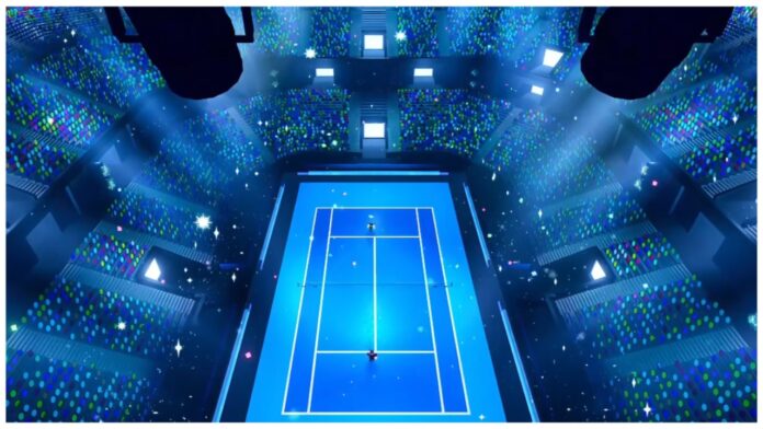 Feature image for our tennis zero flow tier list showing the court from a birds-eye view.