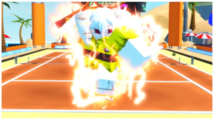 Feature image for our tennis zero jackpot style guide showing a player about to serve a ball with a bright arua around their body