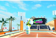 Tennis Zero Limitless – The Overpowered Secret Style! Feature image for our tennis zero limitless guide showing a player leaping into the air within the beach arena