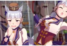 Uma Musume Pretty Derby Sparks Guide – Building a Legacy Uma! Feature image for our uma musume pretty derby sparks guide showing gold ship from in-game on the left and right as she celebrates and smiles
