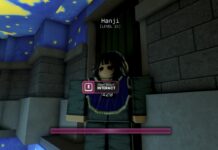 How to Barricade Doors in Ink Game Hide and Seek Feature image for our How to Barricade Doors in Ink Game Hide and Seek guide. Image shows a character standing near a door in a dark room with stars on the ceiling.