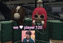 Ink Game Player 120 Power – What It Does, Obtainment, and Best Games To Use It Feature image for our Ink Game Player 120 guide. Image shows two characters standing near each other with the words 'We love Player 120' and a picture of a Player 120 from Squid Game.