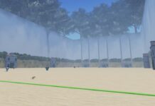 Ink Game Tactical Espionage Emote – How To Get The New META Box Emote Feature image for our Ink Game Tactical Espionage Emote guide. Image shows a large room with trees and sand.