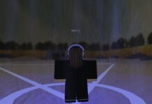 Ink Game Update Guide – Playable Guards Update Feature image for our Ink Game Update guide. Image shows the back of a character standing in an open field with rain falling.