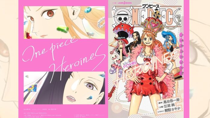 featured image for our news on ONE PIECE Heroines Anime Announced. It shows two promotional images for the upcoming series. The image on the right is from the light novel cover.