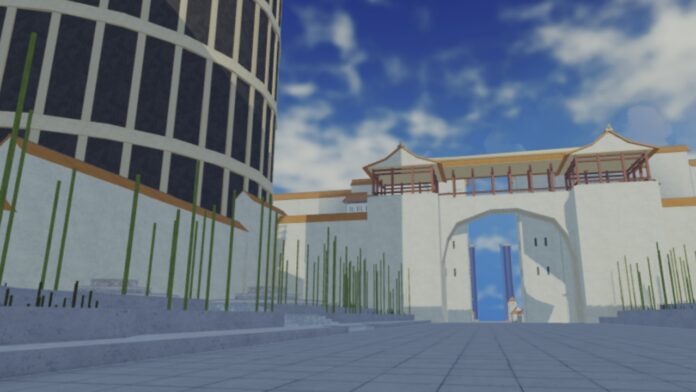 Feature image for our Type Soul Vow of Sway guide. Image shows a town with buildings and bamboo growing.