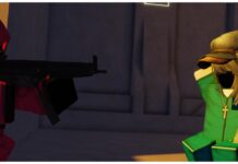 Are Ink Game No Powers Servers Better? Feature image for our ink game no powers server guide showing a player being aimed at with a gun by a guard