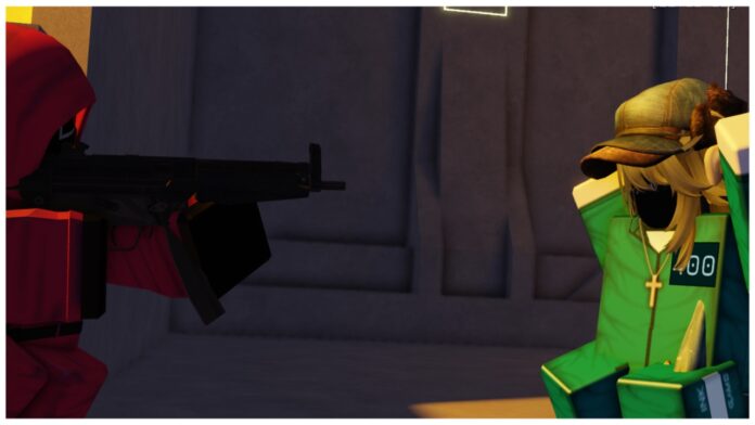 Feature image for our ink game no powers server guide showing a player being aimed at with a gun by a guard