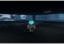 Type Soul Fulmen Weapon Showcase and Obtainment Guide Feature image for our type soul fulmen guide showing a player walking in a dark area with a dramatic light cast on them from their glowing blue crown as they walk towards the screen