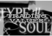 The Unofficial Type Soul Trading Values List Feature image for our type soul trading values guide showing the loading screen with trading values written across the front centre