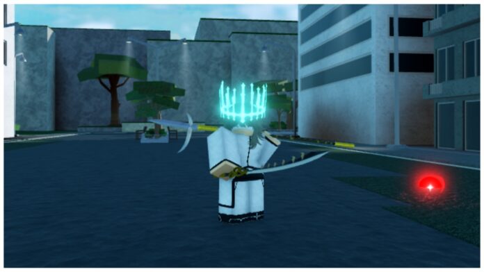 Feature image for our type soul vows guide showing an arrancar player with their weapon equipped in karakura town