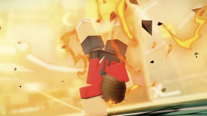 Feature image for our Racket Rivals Racket Tier List showing a character doing a hand stand with lightning surrounding her.