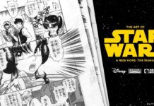 Dark Horse Launches New Kickstarter Project ‘The Art of Star Wars: A New Hope — The Manga’ featured image for our news on The Art of Star Wars: A New Hope. It shows a manga panel on the left side and the Star Wars logo on the right.