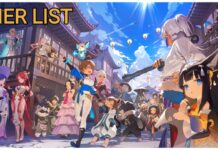 Official Release Blade and Soul Heroes Tier List Feature image for our blade and soul heroes tier list showing a variety of the cast in a town on a sunny day