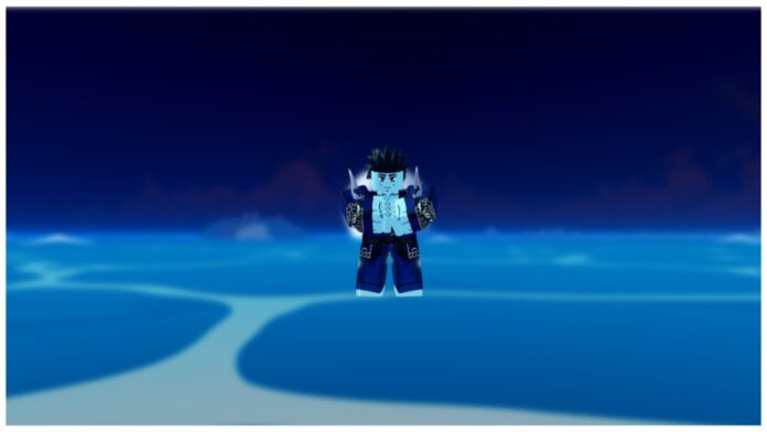 Feature image for our blox fruits fully upgraded sharkman karate v2 guide showing the npc standing over the water at night time