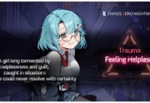 Chaos Zero Nightmare Breakdown Guide – How and Why You Should Do It. Feature image for our chaos zero nightmare breakdown guide showing mika looking disgruntled and spaced out sitting down against a dark blue background with her breakdown information surrounding her body