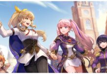 Official Release Goddess Order PvP Tier List Feature image for our goddess order pvp tier list showing two characters walking through a city on a clear blue skies day