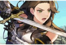 An Efficient Goddess Order Reroll Guide – Including Who To Prioritise Feature image for our goddess order reroll guide showing a fullbody in an anime-like style of clerant holding her sword near her face with a determined battle-ready expression