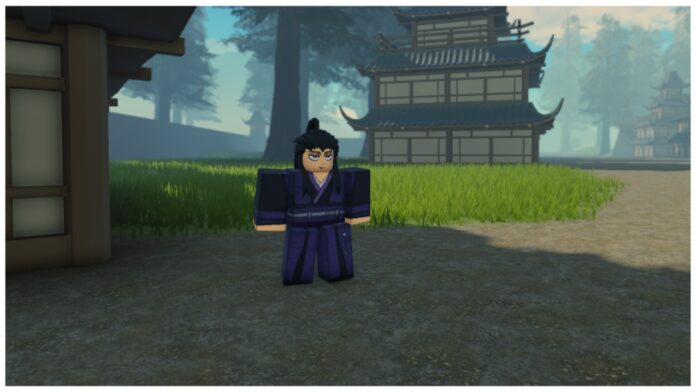 Feature image for our reborn cultivation pills guide showing the npc where you craft pills standing ina dirt patch in front of the white and blue building