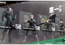 Who To Prioritise For Kaiju NO 8 Rerolls – The Meta Team Build! Feature image for our kaiju no 8 rerolls guide showing a squad loadout featuring kaiju no 8, reno, kikoru, and soshiro