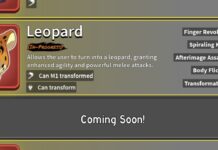 Blox Fruits Tiger Guide – Reworked Leopard Including Abilities and Transformation Feature image for our Blox Fruits Tiger guide showing a shop stock with a fruit for sale.