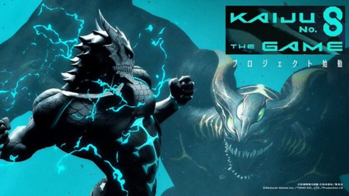 featured image for our news on KAIJU NO. 8 THE GAME. It shows KAIJU NO. 8 in blue and black.