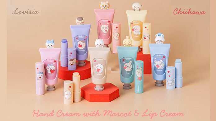 featured image for our news on Lovisia Chiikawa. It shows a bunch of handcream tubes and lip cream tubes.