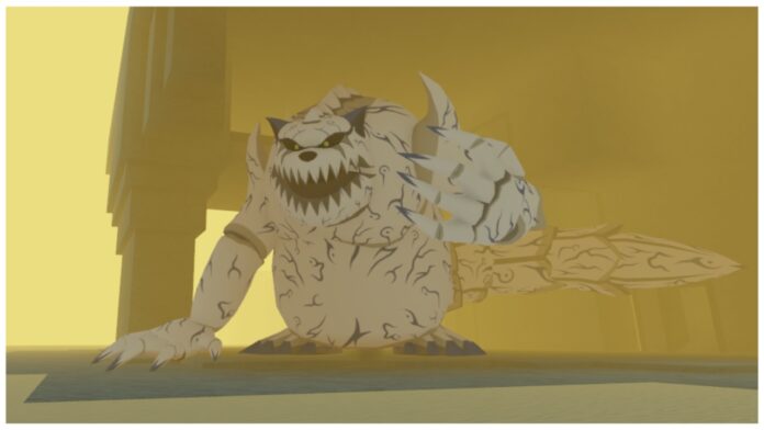 Feature image for our bloodlines one tailed shukaku guide showing the rotund white boss with sharp teeth and a paw raised to the viewer