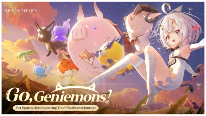 duet-night-abyss-geniemon-tier-list Feature image for our duet night abyss geniemon tier list showing a character with white hair sitting with her legs and arms out whilst smiling as she is surrounded by geniemon