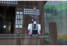 How To Get Insect Breathing in Weak Legacy 2 – Plus Mastery! Feature image for our how to get insect breathing in weak legacy 2 guide showing the shinobu npc standing on a wooden porch in front of a house with wheat growing in a small plot on the right during rain
