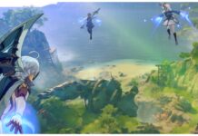 How To Unlock Flying in Blue Protocol Star Resonance Feature image for our how to fly in blue protocol star resonance guide showing three characters in the air flying over a lush greenery