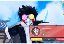 Jujutsu Seas Spectral Reaper – Better Than Vessel! Feature image for our jujutsu seas spectral reaper guide showing a player dressed as spamton holding the spectral reaper information sale box in their hand towards the viewer