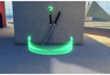 Rogue Piece Weapons Tier List – February 2026 Feature image for our rogue piece weapons tier list showing the dual daggers resting against a wall in a desert village with a pyramid in the distance