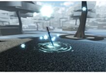 Weak Legacy 2 Ice Katana – Obtainment, Buffs, and More! Feature image for our weak legacy 2 ice katana guide showing the blade wedged into the snowy ground on a small hilly mound with snowflake particles dripping off it