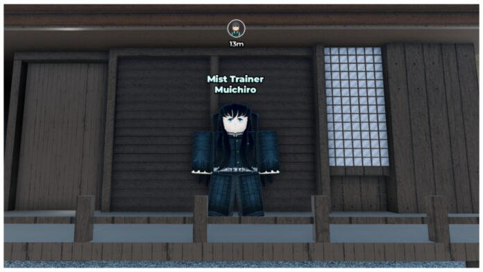 weak-legacy-2-mist-breathing Feature image for our weak legacy 2 mist breathing guide showing the muichiro npc standing on a wooden porch in front of a wooden house in the snow village