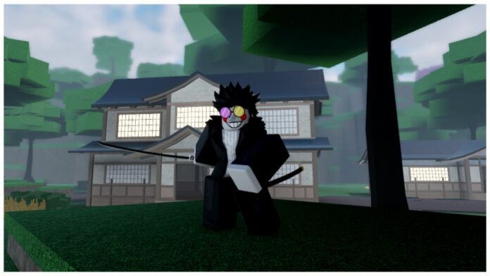 Feature image for our weak legacy 2 update 5 codes guide showing a player wielding a sword in front of a traditional house