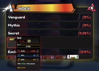 Anime Vanguards Dio – How to Obtain God and All Evolutions! Feature image for our Anime Vanguards Dio guide showing an index of different units available and their drop rates.