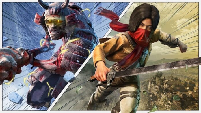 Assassin’s Creed Shadows x Attack on Titan featured image for our news on Assassin’s Creed Shadows x Attack on Titan. It shows two characters Naoe and Yasuke from the event.