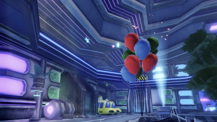 Best-Builds-for-Anime-Vanguards-Hollow-Night Feature image for our Best Builds for Anime Vanguards Hollow Night guide showing balloons and taxis inside a room.
