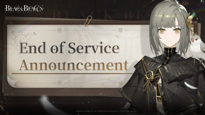 featured image for our news on Black Beacon EOS. It shows an EOS announcement with a character from the game.