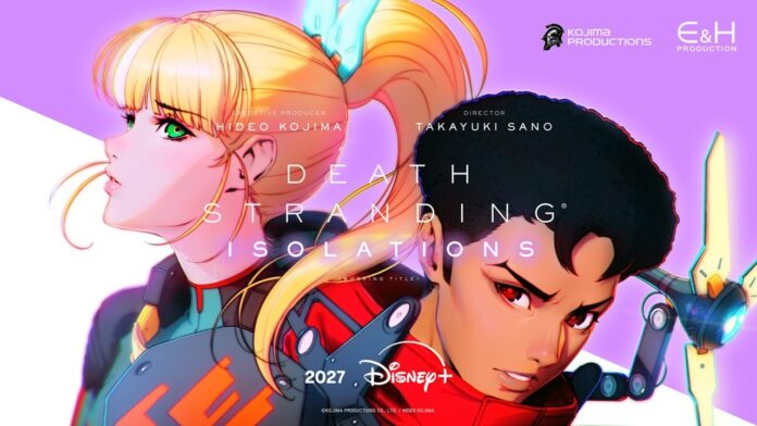 Death Stranding Isolations anime featured image for our news on Death Stranding Isolations. It shows two characters, one female with blond hair and a male with dark hair.