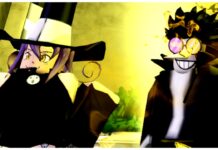 Anime Rangers X Halloween Codes – All UPD Freebies Feature image for our anime rangers x halloween codes guide showing a player dressed as spamton in a yellow room next to blair from soul eater in the roblox style.