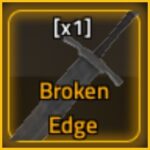 image depicts the broken edge relic, a sword, inside an orange glowing box