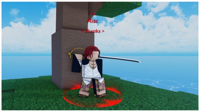 diverse-piece-weapons-tier-list Feature image for our diverse piece weapons tier list showing the shanks npc who sells the saber under an oak tree