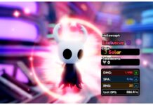How To Evolve Hollowseph in Anime Vanguards Feature image for our how to evolve hollowseph in anime vanguards guide showing the hollow knight unit with a red aura behind him in the preview window