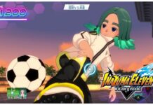 Inazuma Eleven Victory Road Levelling Guide Feature image for our inazuma eleven victory road levelling guide showing unmei gliding across the floor to kick a football
