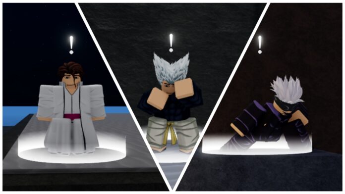 rogue-piece-combat-tier-list Feature image for our rogue piece combat tier list showing aizen, garou, and gojo in a 3-way collage as these are the current s-tier specs